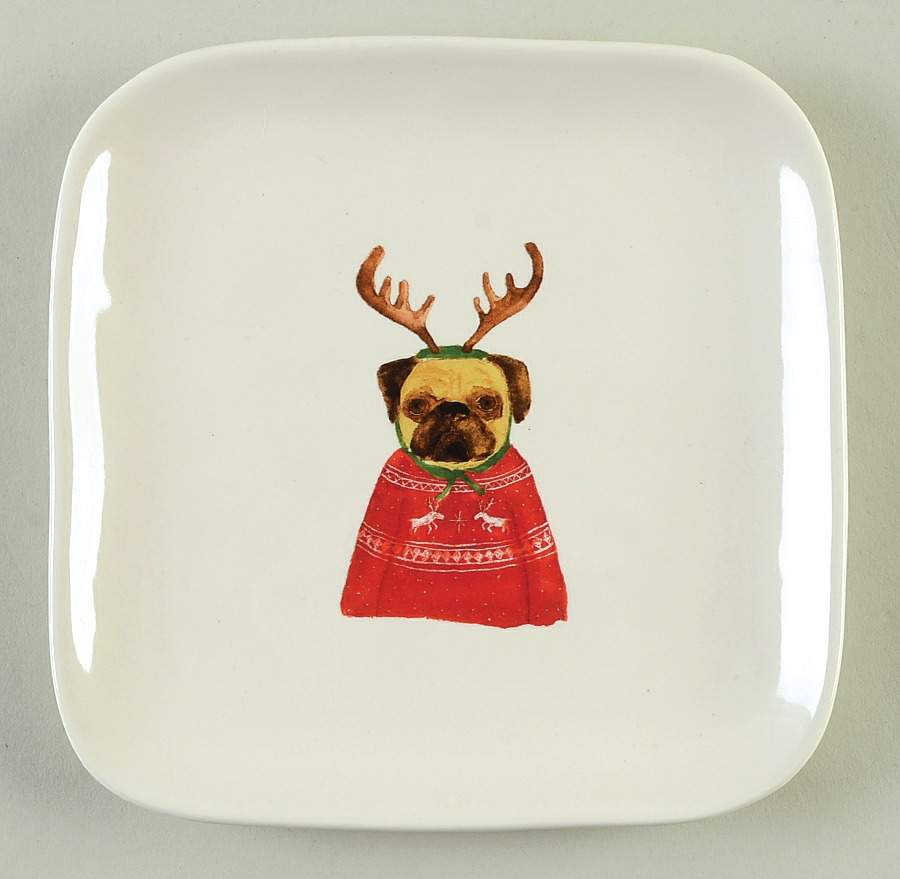 Christmas Dogs Square Appetizer Plate by Magenta-1