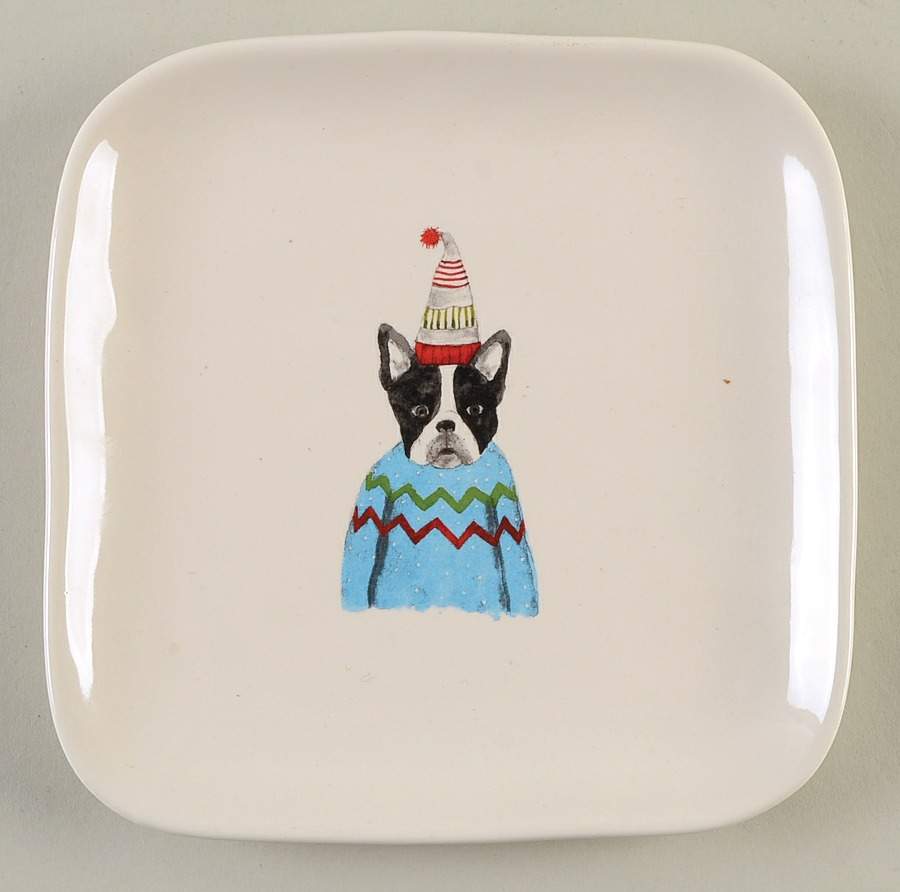 Christmas Dogs Square Appetizer Plate by Magenta-1