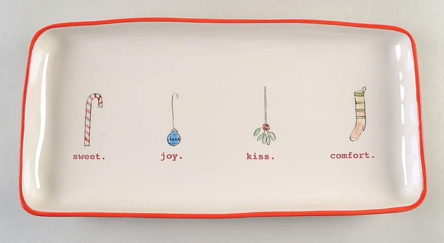 Christmas (Sweet, Joy, Kiss, Comfort) 14" Rectangular Serving Platter by Magenta-1