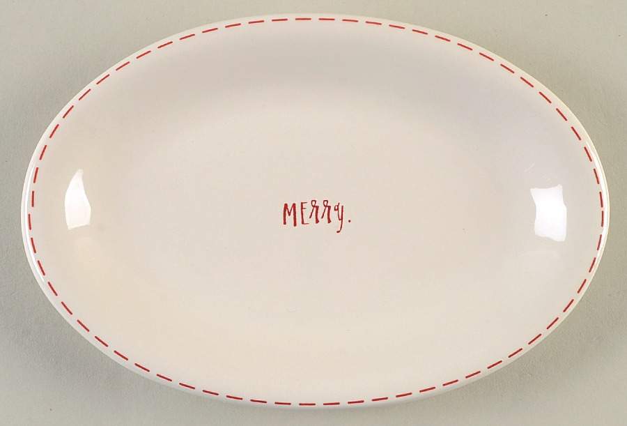 Rae Dunn Holiday 8" Oval Plate by Magenta-1
