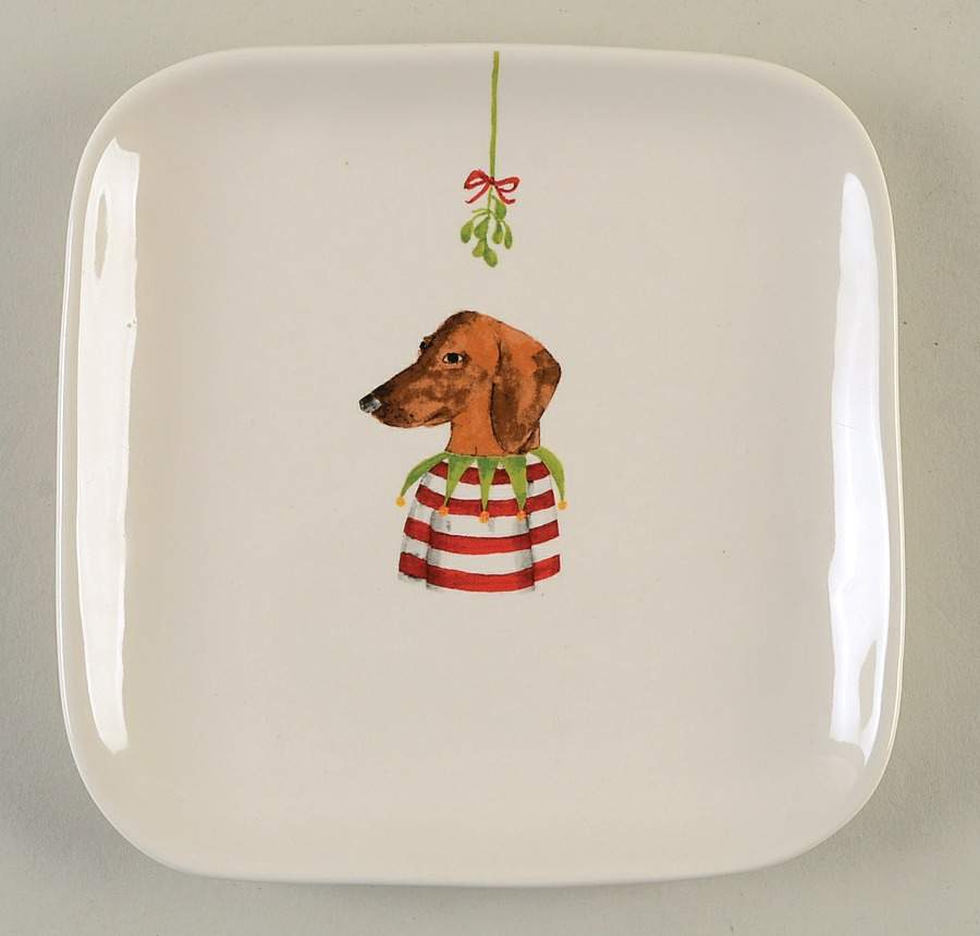 Christmas Dogs Square Appetizer Plate by Magenta-1