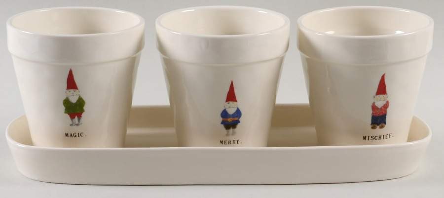 Christmas Gnomes Planter Set (3) 4" Motif Planters (1-3) & Tray by Magenta-1
