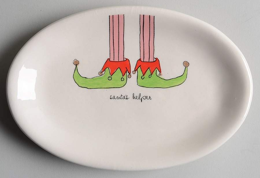 Rae Dunn Holiday 8" Oval Plate by Magenta-1