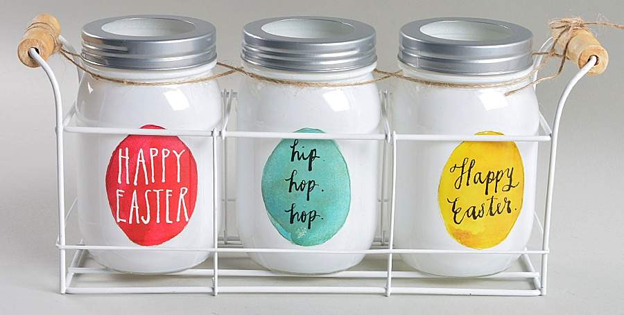 Rae Dunn Holiday Votive Set (3 Glass Jars & Metal Holder) by Magenta-1
