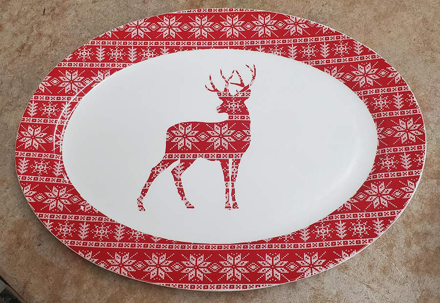 Deer 14" Oval Serving Platter by Mainstays-1