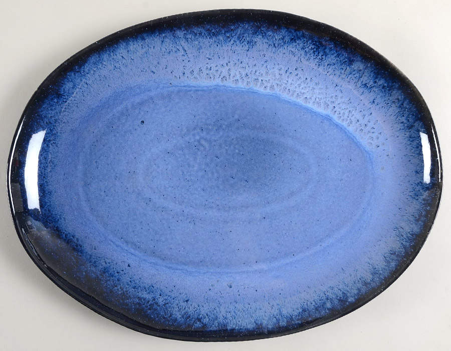 Shea Blue 15" Oval Serving Platter by Mikasa-1