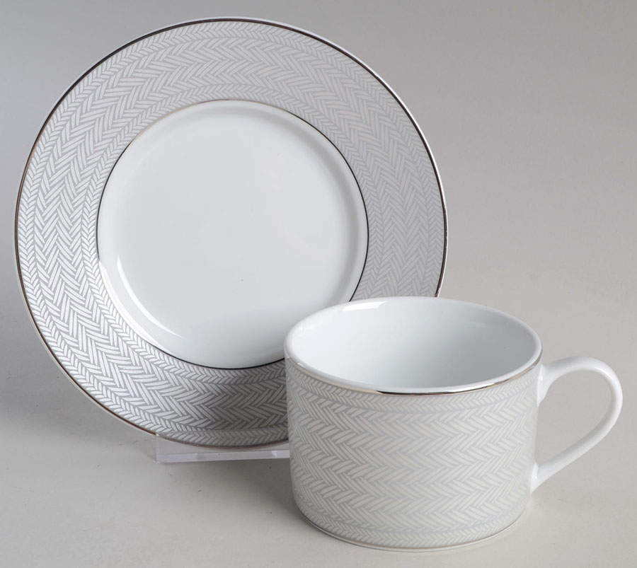 Percy Grey Flat Cup & Saucer Set by Mikasa-1