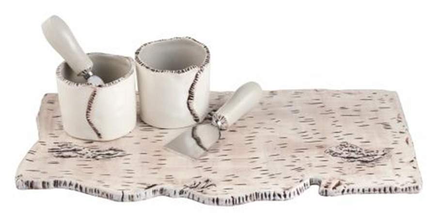 Birch 5 Piece Cheese Board Set (Board, 2 Crocks, 2 Knives) by Magenta-1