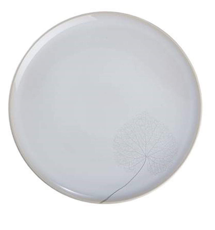 Leaf White Silk Dinner Plate by Mottahedeh-1