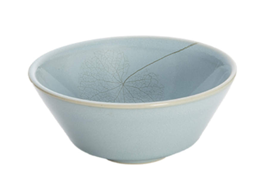 Leaf Blue Haze (Light Blue) Fruit/Dessert (Sauce) Bowl by Mottahedeh-1