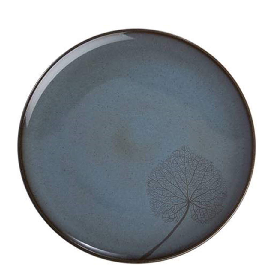 Leaf Topaz (Dark Blue) Dinner Plate by Mottahedeh-1