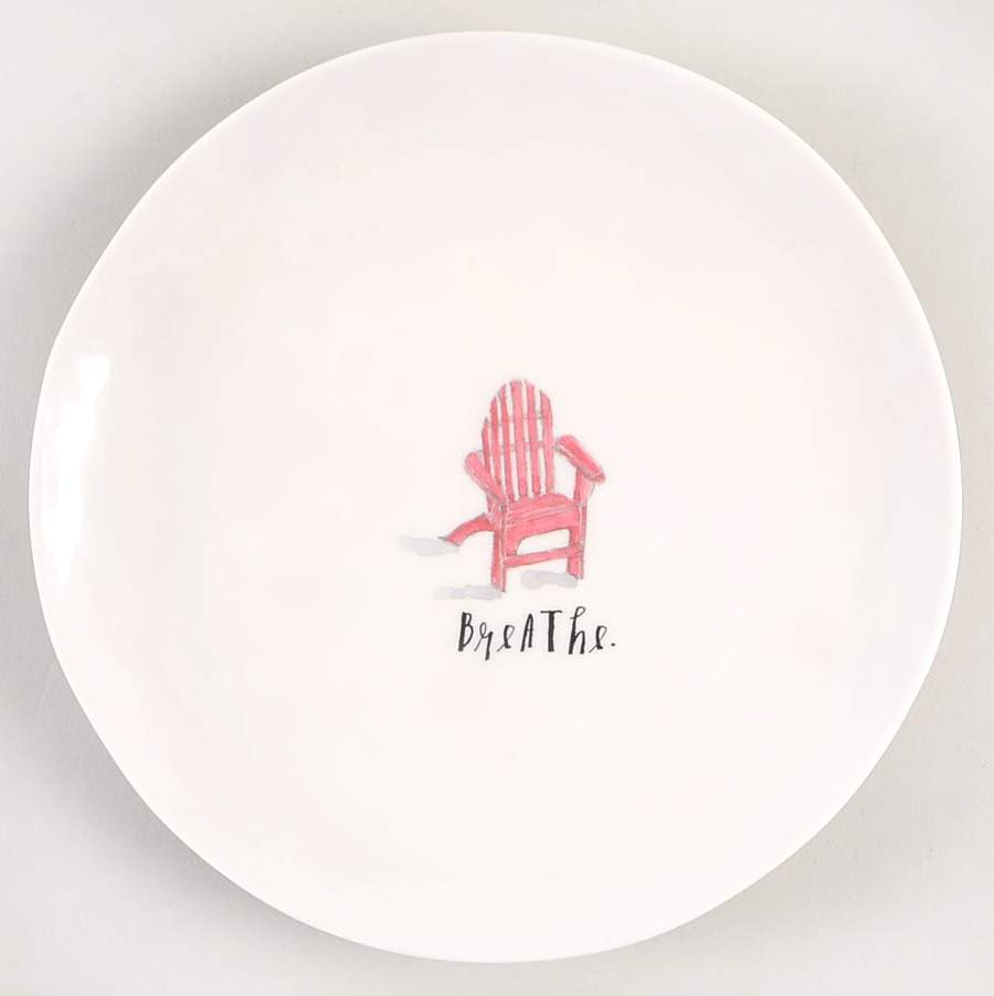 Sit and Relax (Red and Blue Chairs) Melamine Salad Plate by Magenta-1