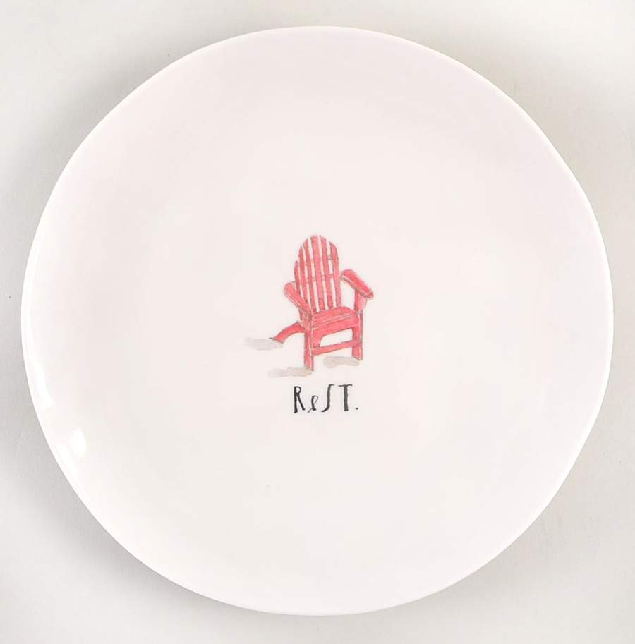 Sit and Relax (Red and Blue Chairs) Melamine Salad Plate by Magenta-1