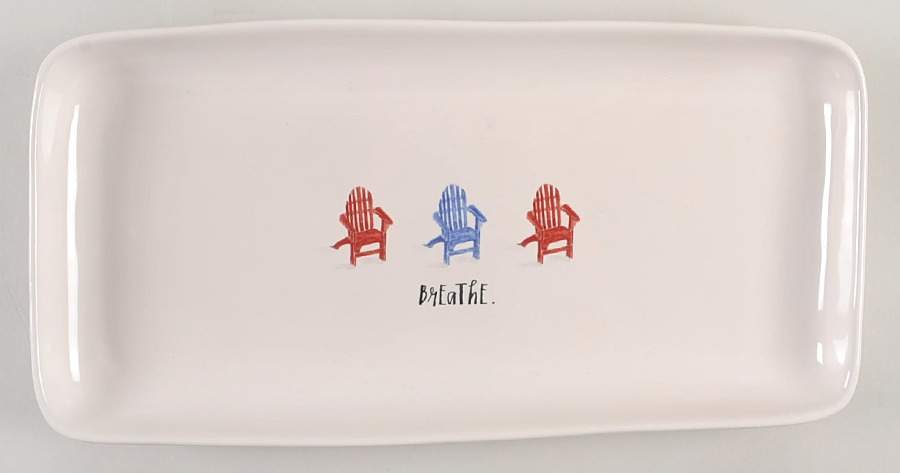 Sit and Relax (Red and Blue Chairs) 14" Rectangular Tray by Magenta-1