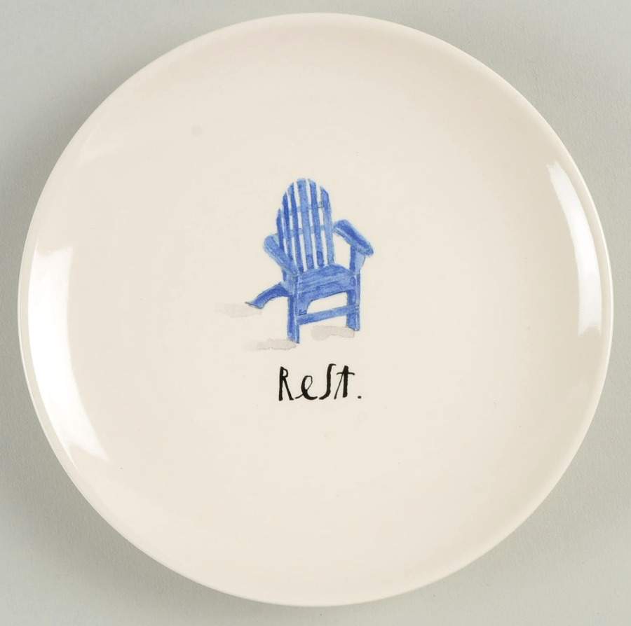 Sit and Relax (Red and Blue Chairs) Appetizer Plate by Magenta-1