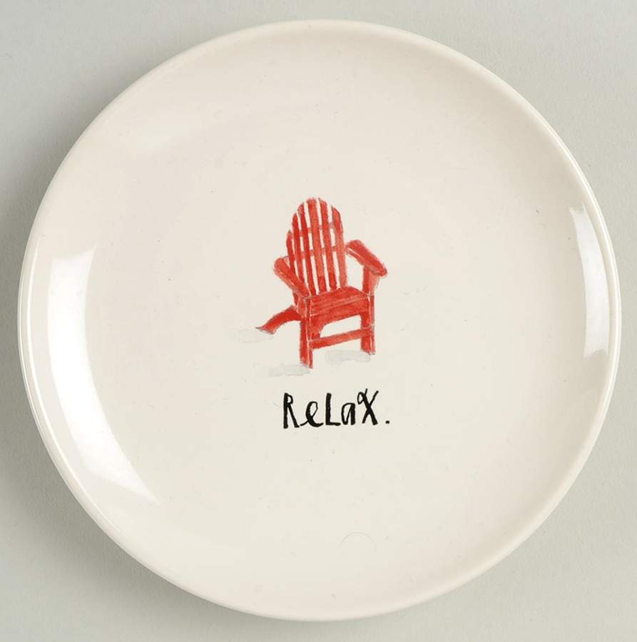 Sit and Relax (Red and Blue Chairs) Appetizer Plate by Magenta-1