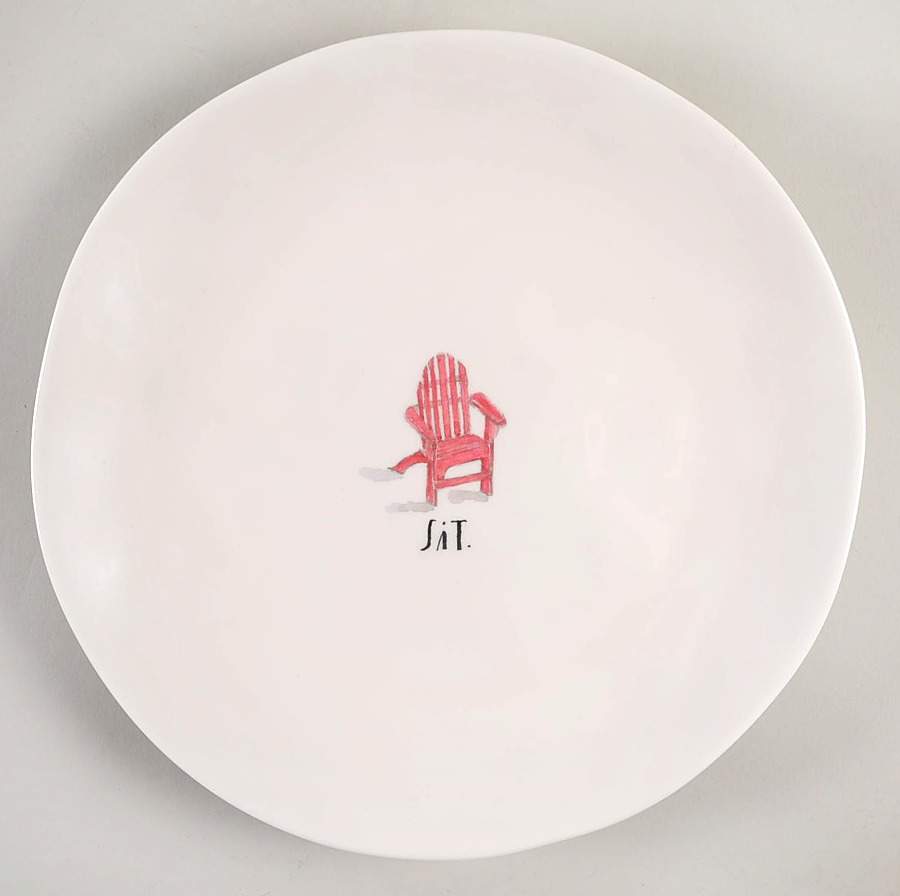 Sit and Relax (Red and Blue Chairs) Melamine Dinner Plate by Magenta-1