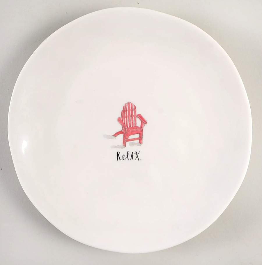 Sit and Relax (Red and Blue Chairs) Melamine Dinner Plate by Magenta-1