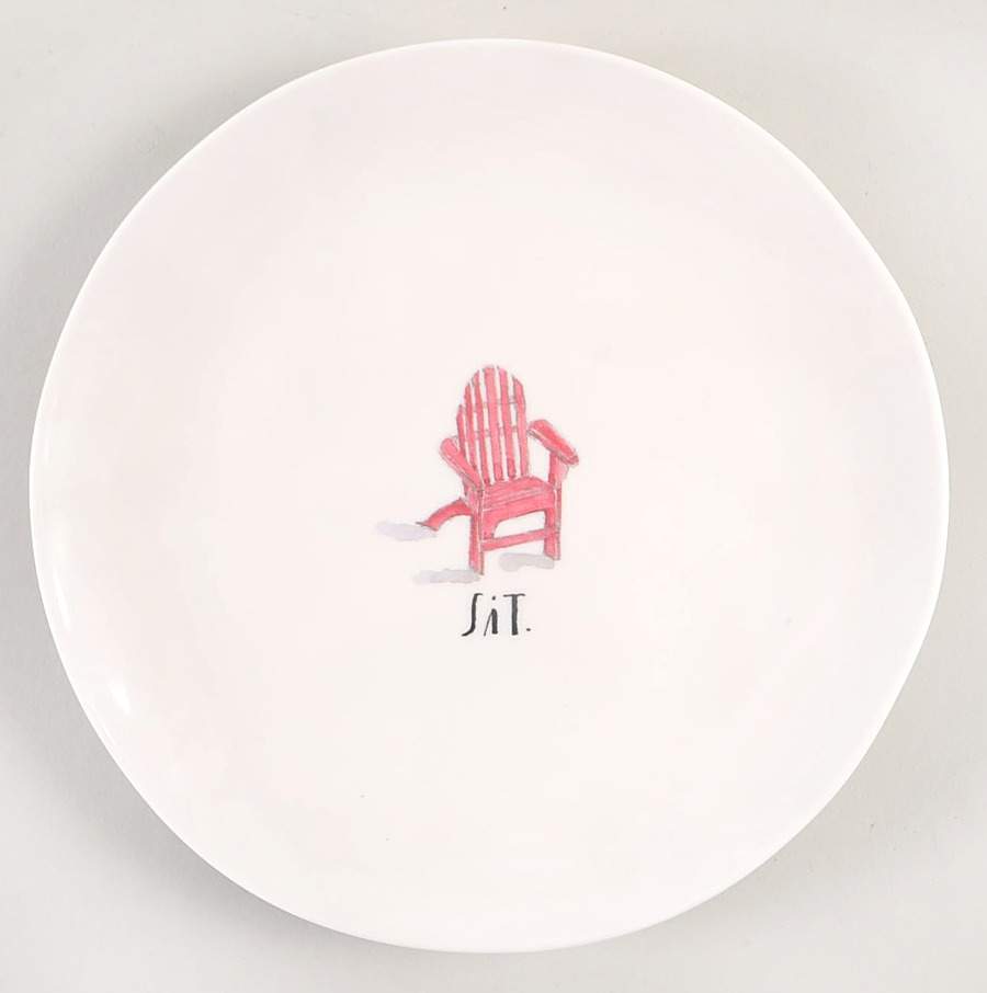 Sit and Relax (Red and Blue Chairs) Melamine Salad Plate by Magenta-1