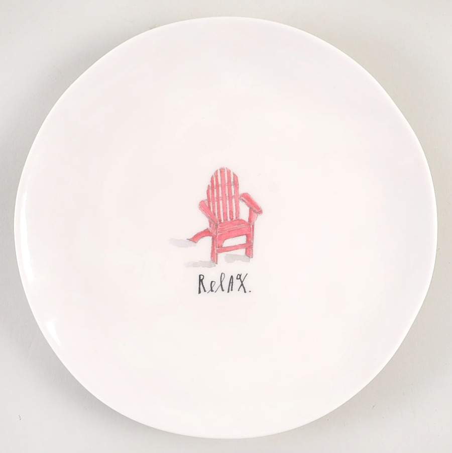 Sit and Relax (Red and Blue Chairs) Melamine Salad Plate by Magenta-1