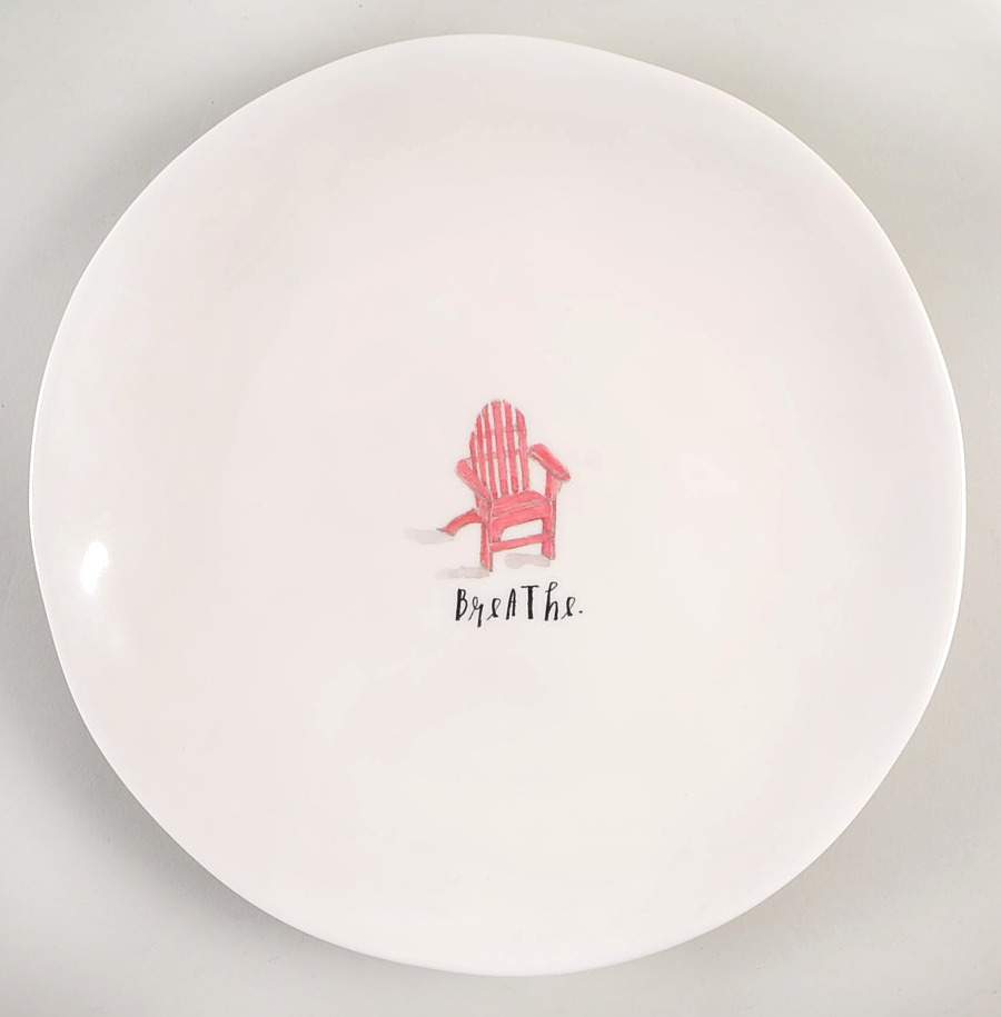 Sit and Relax (Red and Blue Chairs) Melamine Dinner Plate by Magenta-1