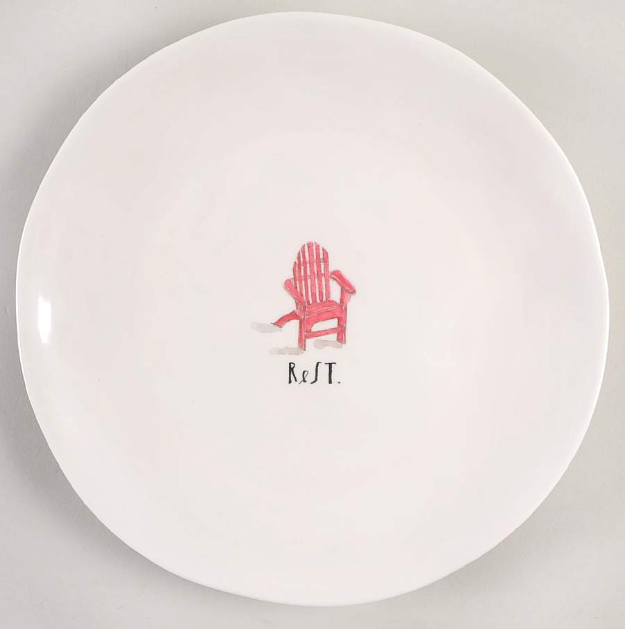 Sit and Relax (Red and Blue Chairs) Melamine Dinner Plate by Magenta-1