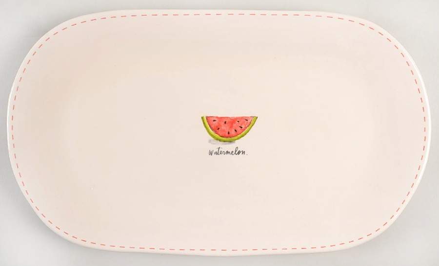 Watermelon and Red Stitch 15" Oval Serving Platter by Magenta-1