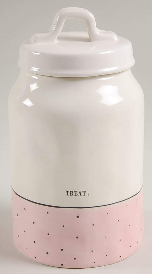 Polka Dot Band and Type Print Medium Canister & Lid by Magenta-1