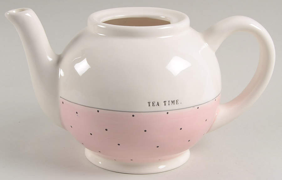 Polka Dot Band and Type Print Teapot No Lid by Magenta-1