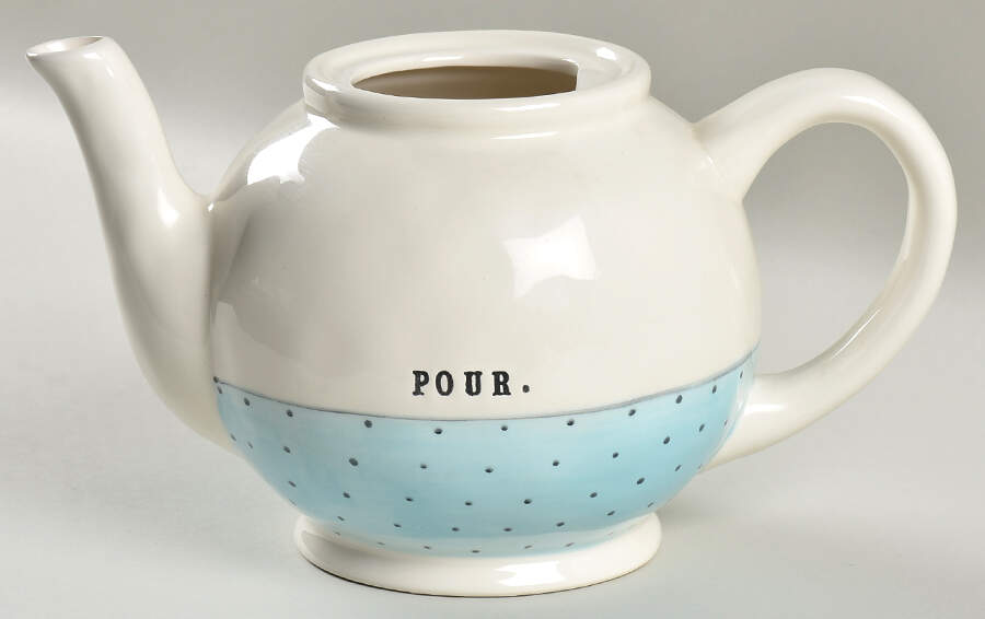 Polka Dot Band and Type Print Teapot No Lid by Magenta-1