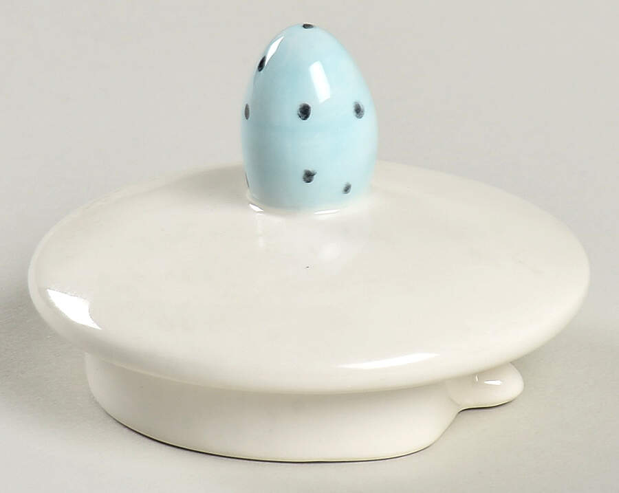 Polka Dot Band and Type Print Lid for Teapot by Magenta-1