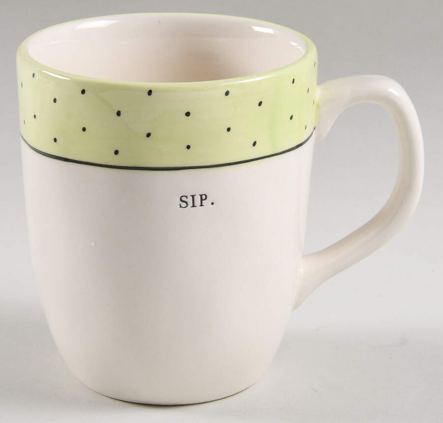 Polka Dot Band and Type Print Mug by Magenta-1