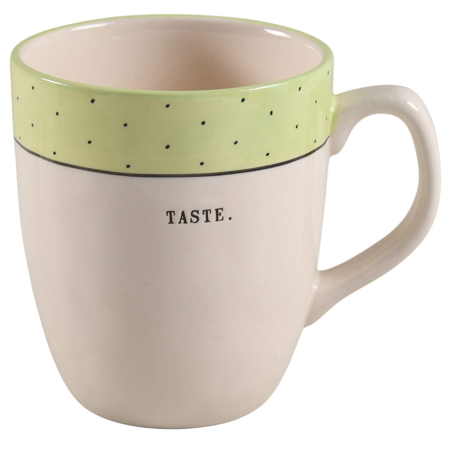 Polka Dot Band and Type Print Mug by Magenta-1