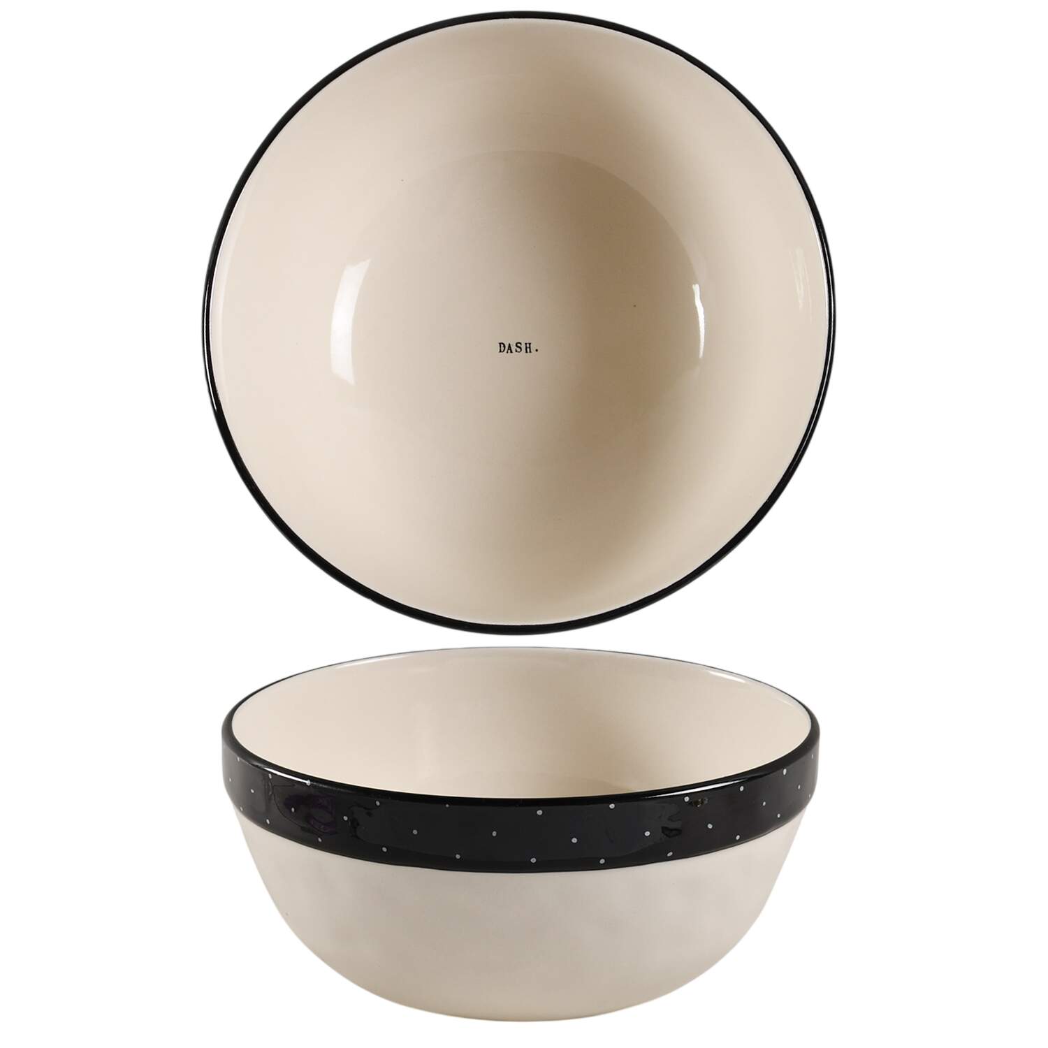 Polka Dot Band and Type Print 8" Mixing Bowl by Magenta-1