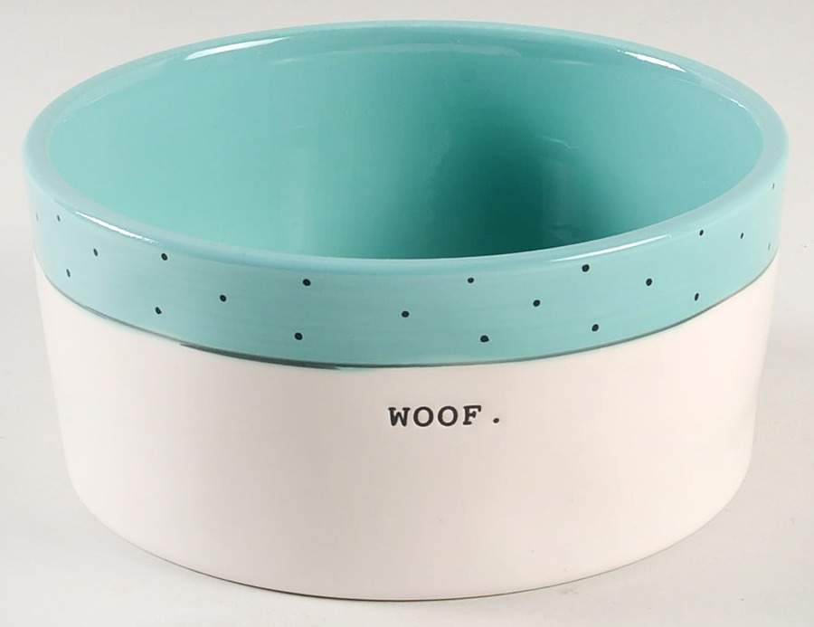 Polka Dot Band and Type Print Dog Bowl by Magenta-1