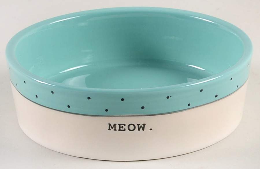 Polka Dot Band and Type Print Cat Bowl by Magenta-1