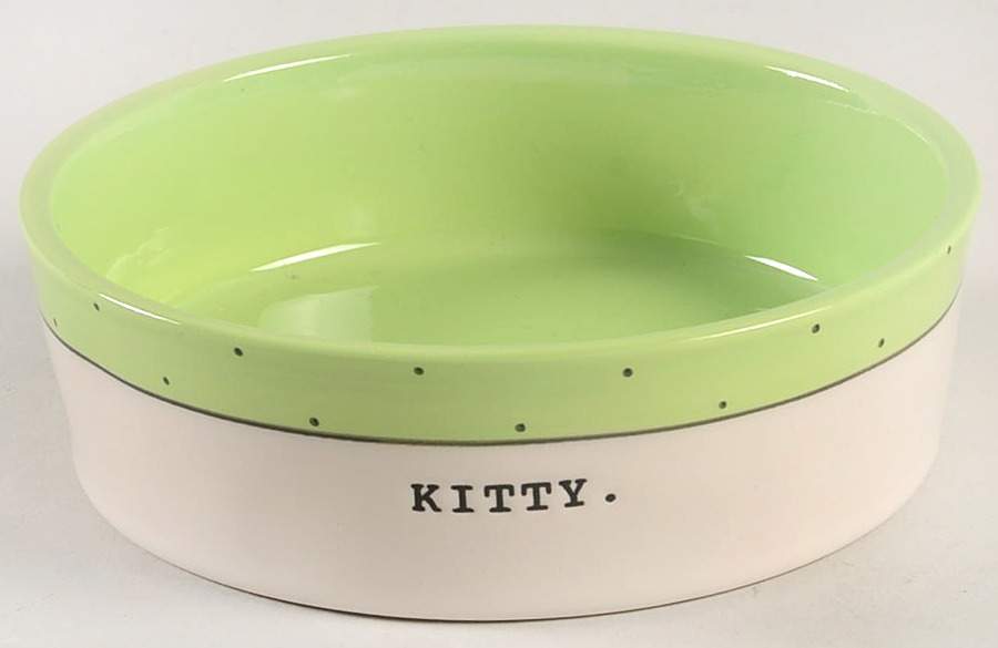 Polka Dot Band and Type Print Cat Bowl by Magenta-1