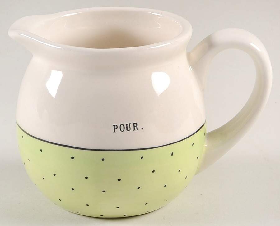 Polka Dot Band and Type Print Creamer by Magenta-1