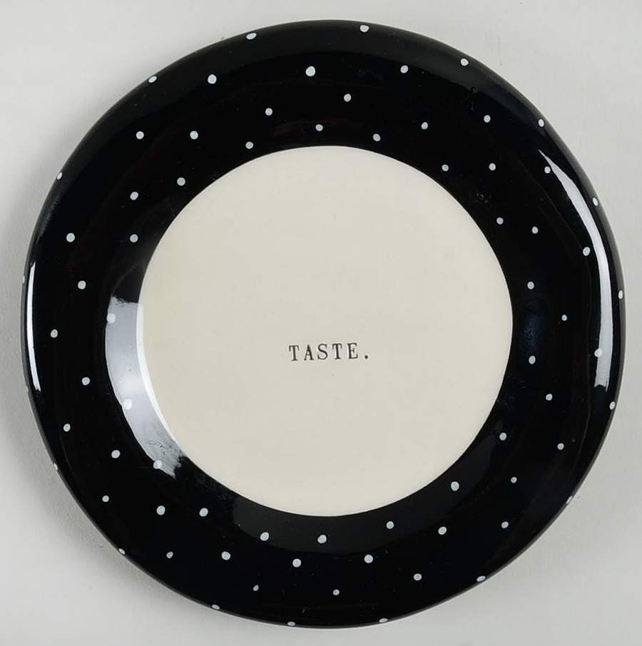 Polka Dot Band and Type Print Appetizer Plate by Magenta-1