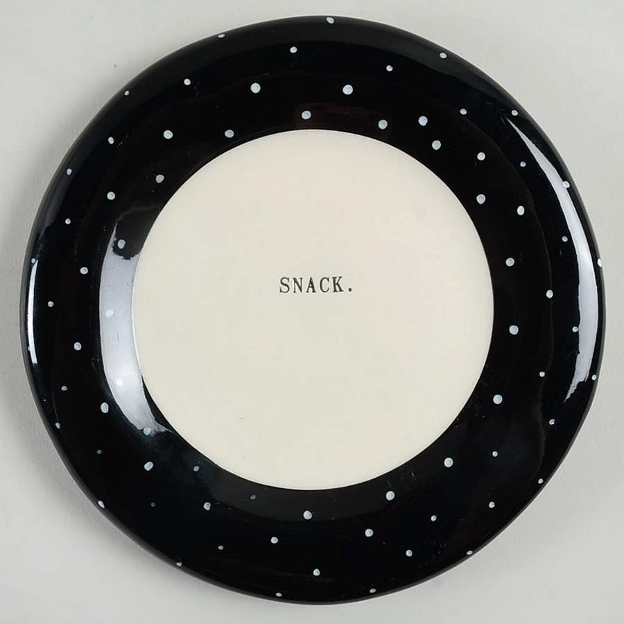 Polka Dot Band and Type Print Appetizer Plate by Magenta-1
