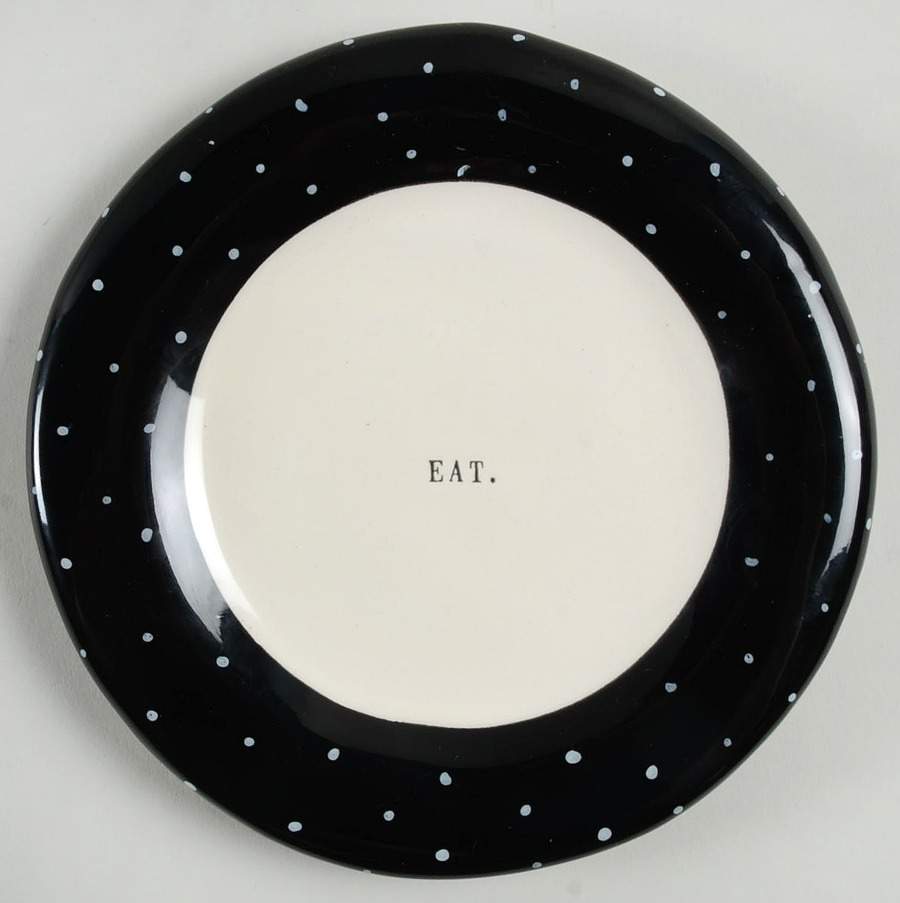Polka Dot Band and Type Print Appetizer Plate by Magenta-1