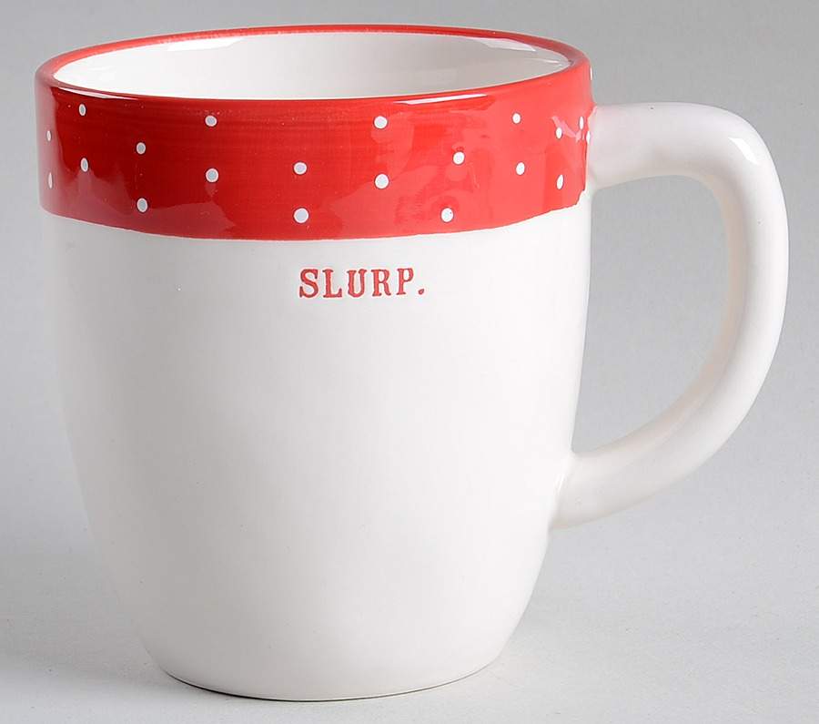Polka Dot Band and Type Print Mug by Magenta-1