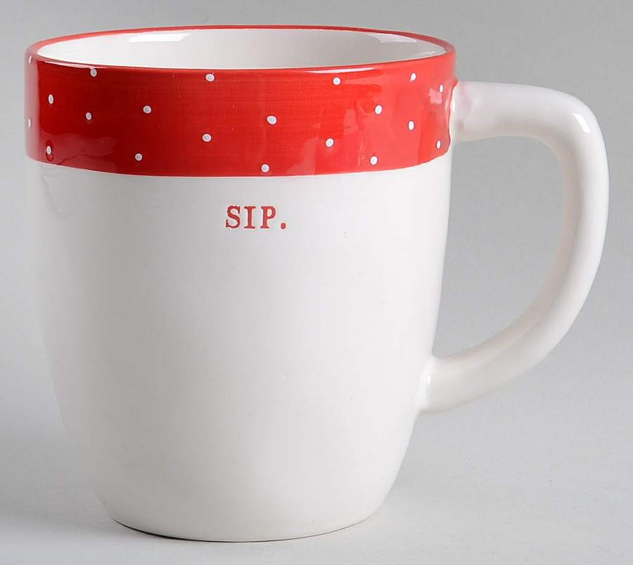 Polka Dot Band and Type Print Mug by Magenta-1