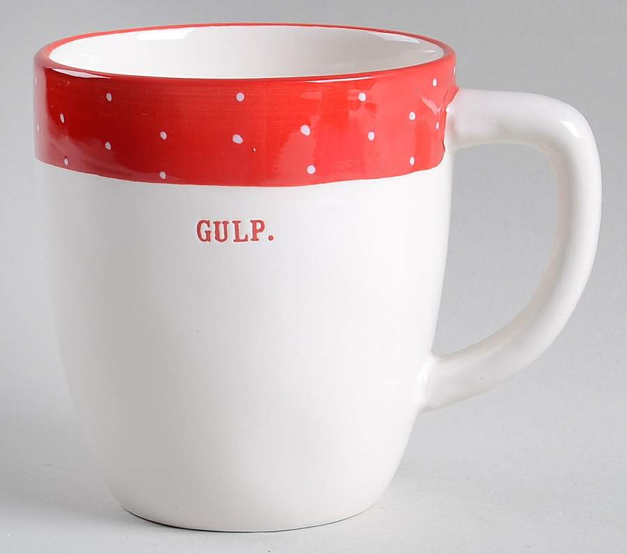 Polka Dot Band and Type Print Mug by Magenta-1