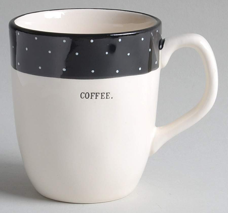 Polka Dot Band and Type Print Mug by Magenta-1