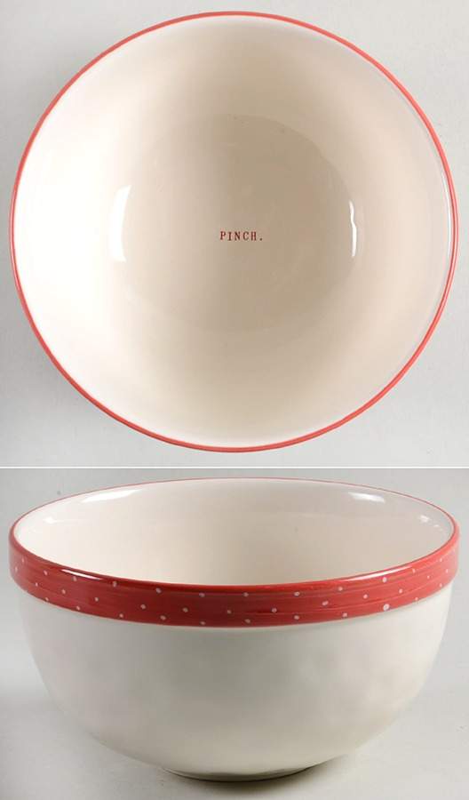 Polka Dot Band and Type Print 6" Mixing Bowl by Magenta-1