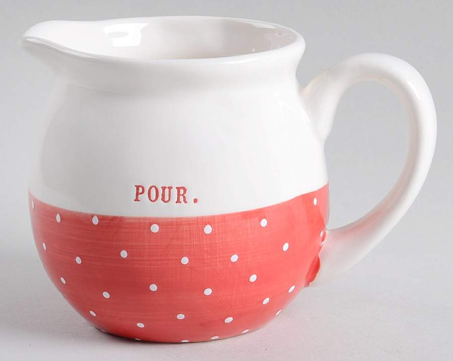 Polka Dot Band and Type Print Creamer by Magenta-1