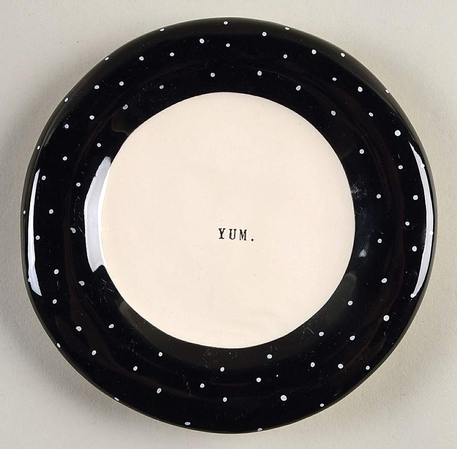 Polka Dot Band and Type Print Appetizer Plate by Magenta-1