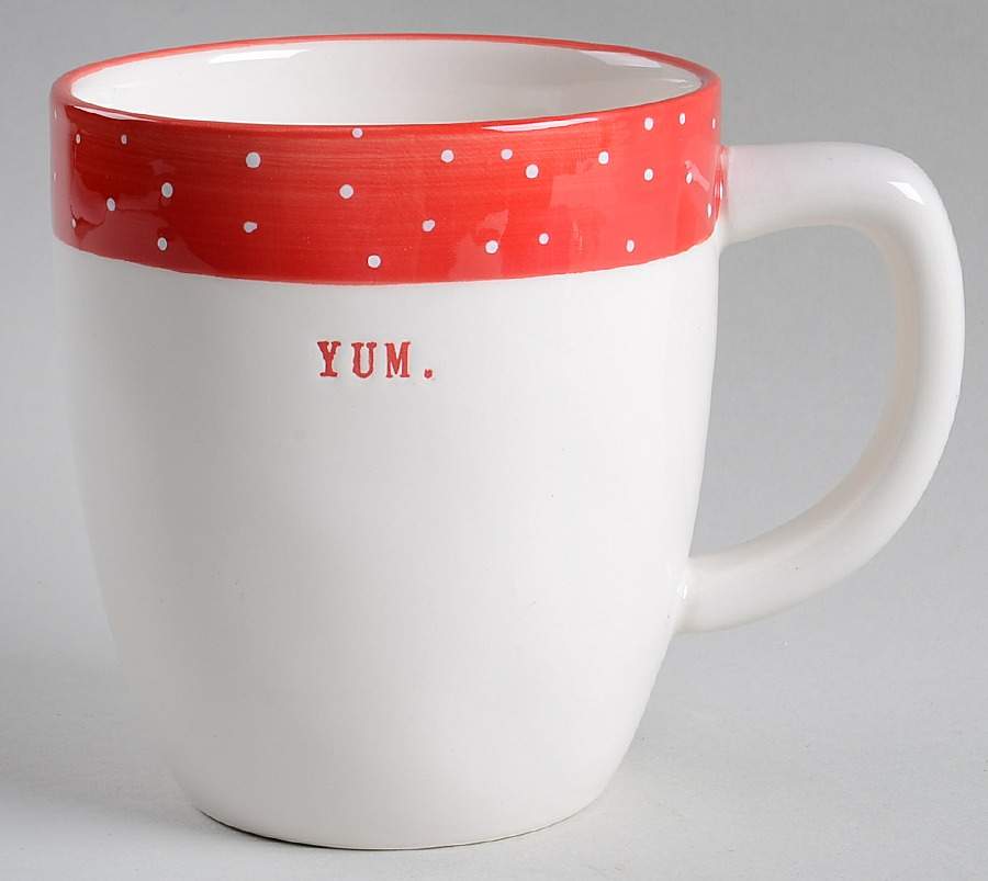 Polka Dot Band and Type Print Mug by Magenta-1