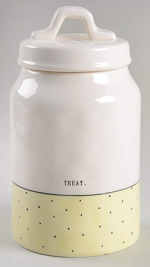 Polka Dot Band and Type Print Medium Canister & Lid by Magenta-1